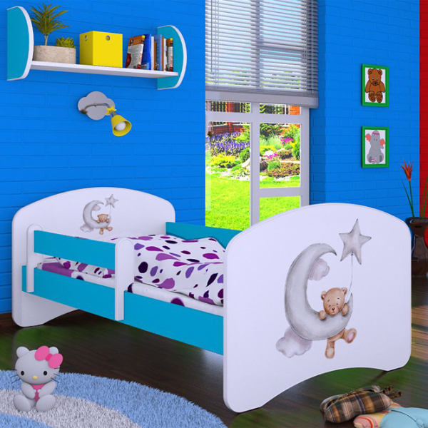 Pat pentru copii Happy Babies Happy Bear and Moon 80 x 160 cm/ Placa/ White photo 4