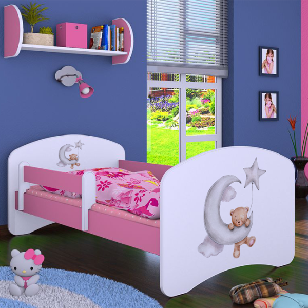 Pat pentru copii Happy Babies Happy Bear and Moon 80 x 160 cm/ Placa/ White photo 4
