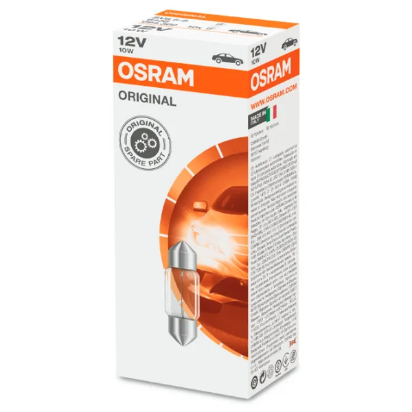 Автомобильная лампа Osram 6438 Накал/ C10W, C5W, W10W/ SV8.5-8/ 10 Вт/ 120лм photo 3 Автомобильная лампа Osram 6438 Накал/ C10W, C5W, W10W/ SV8.5-8/ 10 Вт/ 120лм photo 3