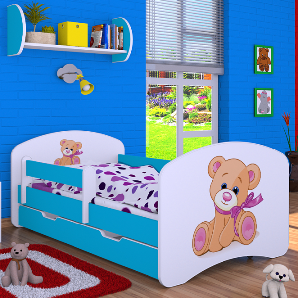 Pat pentru copii Happy Babies Happy Bear with Bow 80 x 160 cm/ Placa/ White photo 4