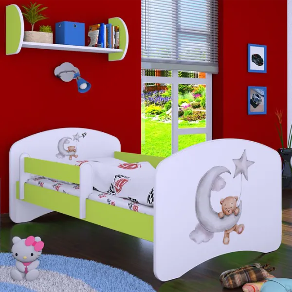 Pat pentru copii Happy Babies Happy Bear and Moon 80 x 160 cm/ Placa/ White photo 4
