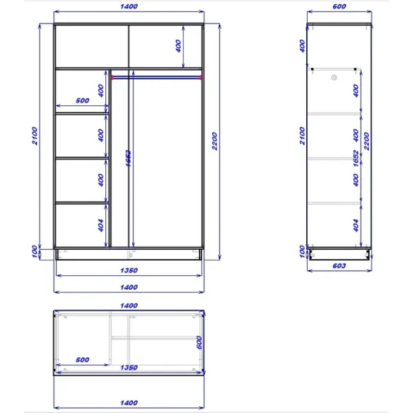 Dulap cupe Mobildor-Lux Fox 1400 3025 140 x 60 x 220 / PAL / Stejar Sonoma photo 3 Dulap cupe Mobildor-Lux Fox 1400 3025 140 x 60 x 220 / PAL / Stejar Sonoma photo 3