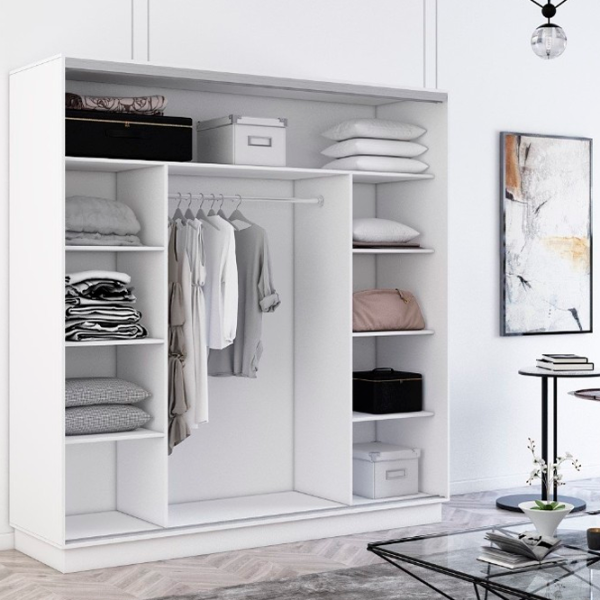 Dulap Glisant Mobildor-Lux Fox 2200 110 220 x 60 x 220 / DSP / White photo 2 Dulap Glisant Mobildor-Lux Fox 2200 110 220 x 60 x 220 / DSP / White photo 2