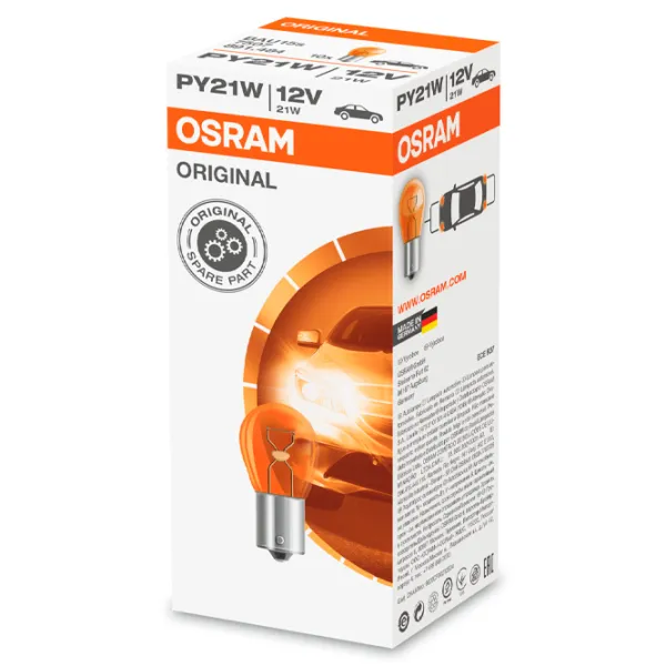 Автомобильная лампа Osram 7507 Накал/ PY21W/ BAU15s/ 21 Вт/ 280лм photo 2 Автомобильная лампа Osram 7507 Накал/ PY21W/ BAU15s/ 21 Вт/ 280лм photo 2