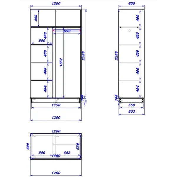 Dulap cupe Mobildor-Lux Fox 1200 2226 120 x 60 x 220 / PAL / Wenghe photo 3