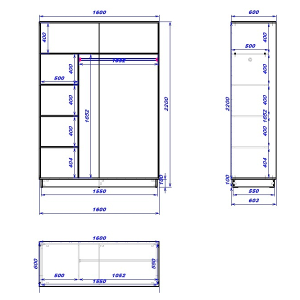 Dulap cupe Mobildor-Lux Fox 1600 2226 160 x 60 x 220 / PAL / Wenghe photo 3 Dulap cupe Mobildor-Lux Fox 1600 2226 160 x 60 x 220 / PAL / Wenghe photo 3