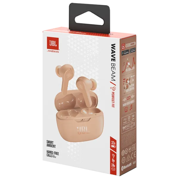 Наушники JBL Wave Beam Бежевый Беспроводные/ Персональный photo 9 Наушники JBL Wave Beam Бежевый Беспроводные/ Персональный photo 9