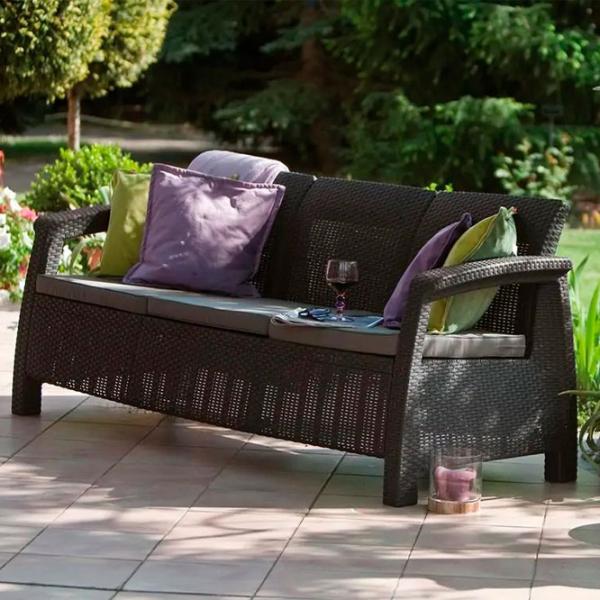 Canapea de grădină Keter Corfu Love Seat Max (223207) Plastic/ Brown photo 2