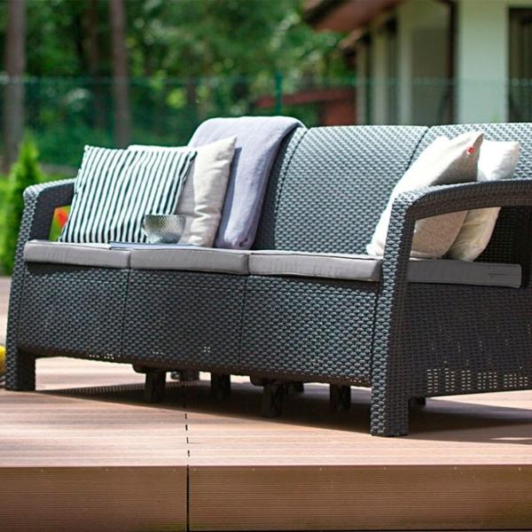Canapea de grădină Keter Corfu Love Seat Max (223211) Plastic/ Graphite photo 2