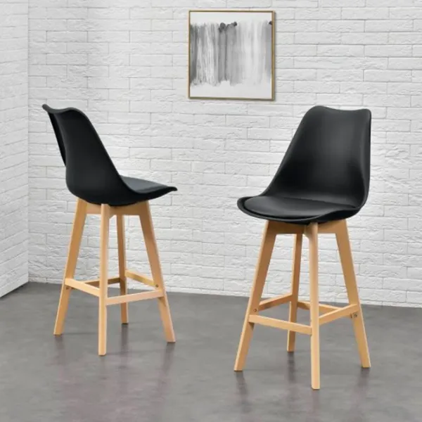 Scaun de bar Deco Jerry Plastic/ Lemn/ Black photo 3 Scaun de bar Deco Jerry Plastic/ Lemn/ Black photo 3