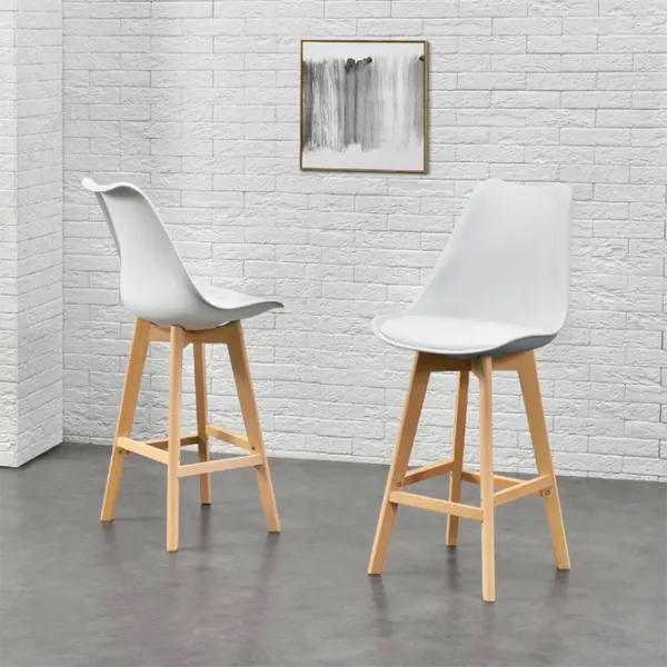 Scaun de bar Deco Jerry Plastic/ Lemn/ White photo 3