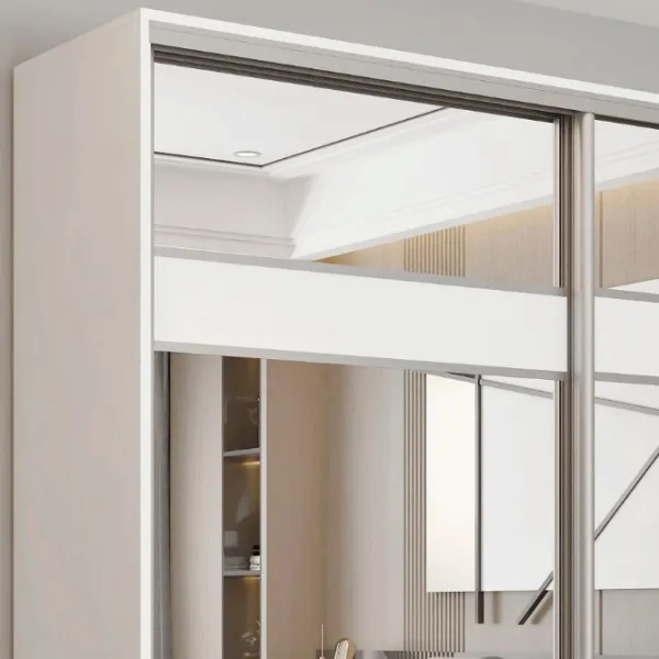 Dulap pentru haine Glisant Mobildor-Lux Aron 2300 K3 8681 230 x 60 x 220 / PAL / Alb briliant photo 3