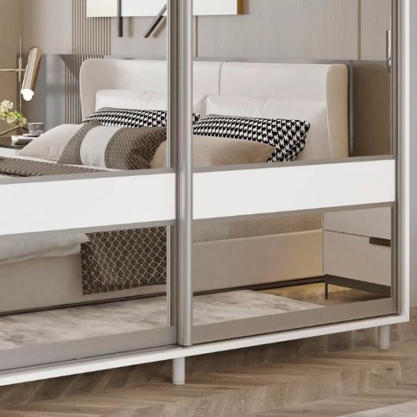 Dulap pentru haine Glisant Mobildor-Lux Aron 2300 K3 8681 230 x 60 x 220 / PAL / Alb briliant photo 4