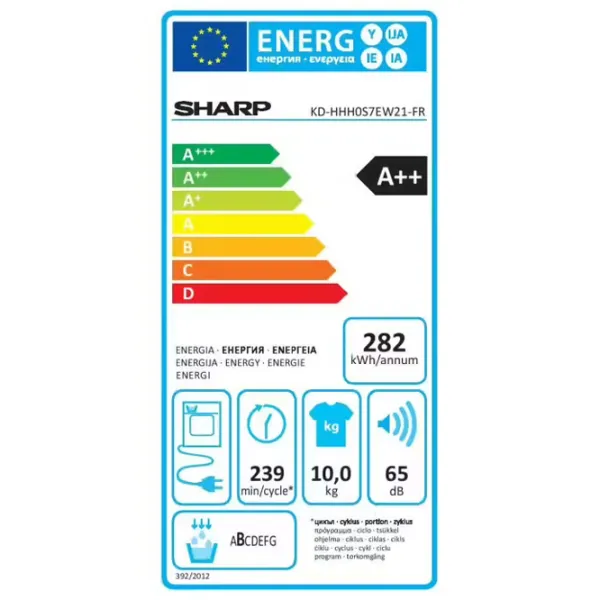 Mașină de uscat rufe SHARP KD-HHH0S7EW21-EE 10 kg/ White photo 5