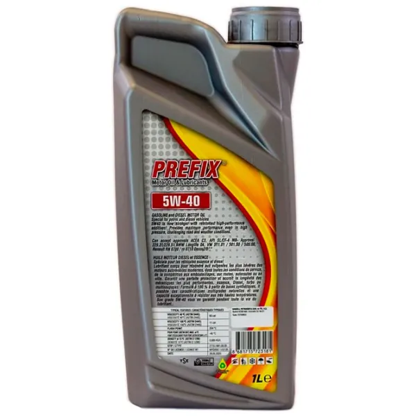 Ulei de motor Prefix 5W-40 Syntetic Gasoline&Diesel 1l 5W-40 1 l sintetic photo 2