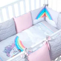 Детское постельное бельё Veres Unicorn Love (2600000087599 ) Холлофайбер/ Синий Pink photo 5