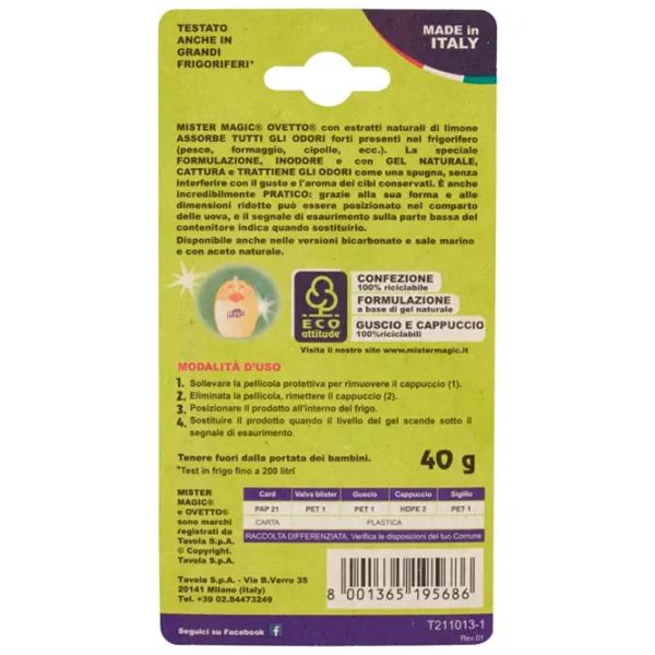 Absorbant de mirosuri pentru frigidere Mister Magic Lemon Ovetto ‎B0178HS2EI pentru absorbirea mirosurilor photo 2