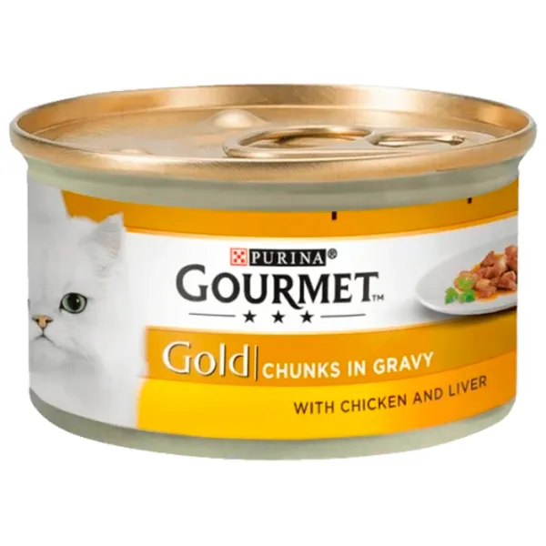 Hrană pentru pisici umedă Purina Gourmet Gold Box 729211 24 x 85 g/ Găină, ficat photo 2 Hrană pentru pisici umedă Purina Gourmet Gold Box 729211 24 x 85 g/ Găină, ficat photo 2