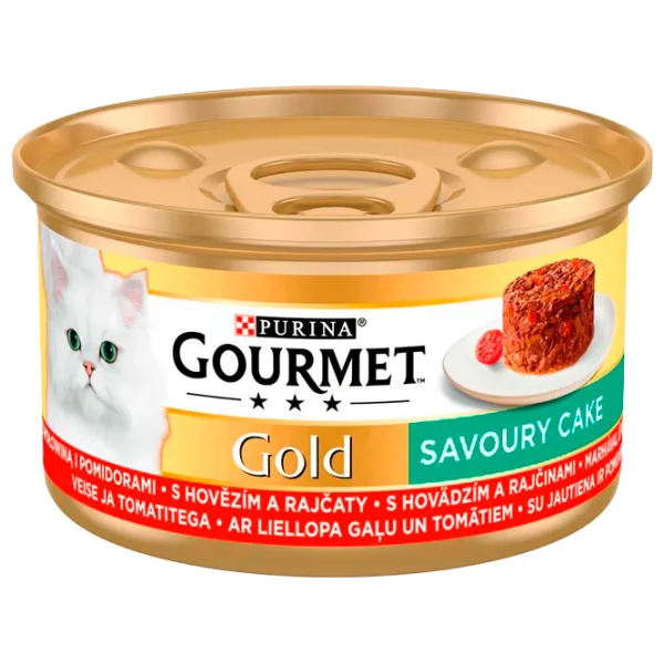 Корм для кошек влажный Purina Gourmet Gold Savoury Cake Box 72953 24 x 85 г/ Говядина, помидоры photo 2