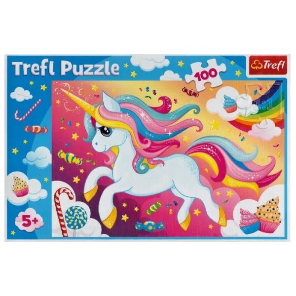Puzzle 2D Trefl Beautiful unicorn 5+/ Numărul de piese: 100 photo 2