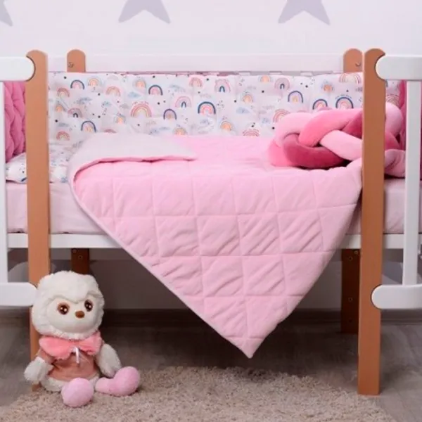 Детское постельное бельё Veres Velour Rainbow (2600000095013 ) Хлопок, холлофайбер, велюр/ Розовый Белый photo 3