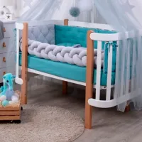Детское постельное бельё Veres Velour Grey-Tiffany (2600000094214 ) Холлофайбер/ Зеленый Серый photo 2