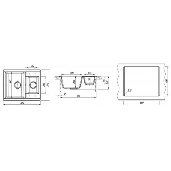 Кухонная мойка Dr.Gans Astra 620K 62 x 51 / Искусственный камень / Коричневый photo 3