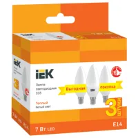 Set becuri LED IEK C35 LLE-C35-07-230-30-E14-3 E14/ 7 W/ 3000 K/ 630lm/ Yellow photo 2