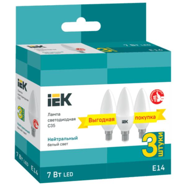 Комплект лампочек светодиодная IEK C35 LLE-C35-07-230-40-E14-3 E14/ 7 Вт/ 4000 K/ 630лм/ White photo 2 Комплект лампочек светодиодная IEK C35 LLE-C35-07-230-40-E14-3 E14/ 7 Вт/ 4000 K/ 630лм/ White photo 2