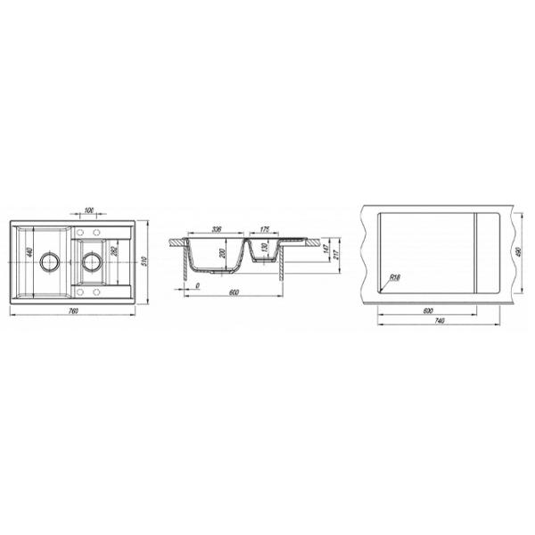 Кухонная мойка Dr.Gans Astra 760K 76 x 51 / Искусственный камень / Коричневый photo 3