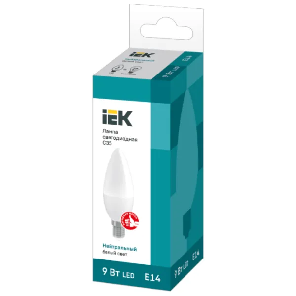 Лампочка светодиодная IEK C35 LLE-C35-9-230-40-E14 E14/ 9 Вт/ 4000 K/ 810лм/ White photo 2 Лампочка светодиодная IEK C35 LLE-C35-9-230-40-E14 E14/ 9 Вт/ 4000 K/ 810лм/ White photo 2