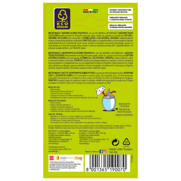 Absorbant de mirosuri pentru frigidere Mister Magic Sodiu/ Sare OVETTO 8001365197161 pentru absorbirea mirosurilor photo 2
