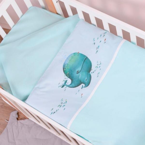 Детское постельное бельё Veres Whale (2600000101738 ) Хлопок/ Ментол Белый photo 3 Детское постельное бельё Veres Whale (2600000101738 ) Хлопок/ Ментол Белый photo 3