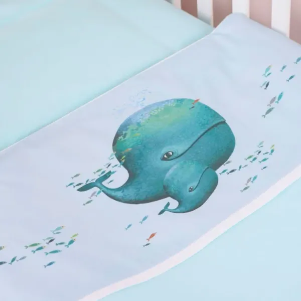 Детское постельное бельё Veres Whale (2600000101738 ) Хлопок/ Ментол Белый photo 4 Детское постельное бельё Veres Whale (2600000101738 ) Хлопок/ Ментол Белый photo 4