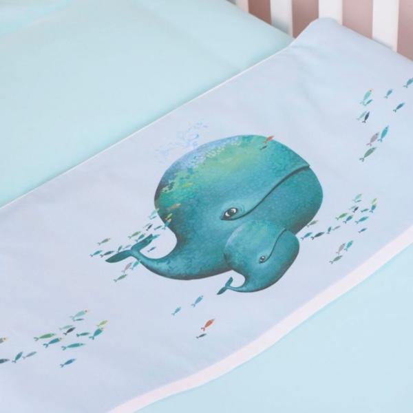 Детское постельное бельё Veres Whale (2600000101738 ) Хлопок/ Ментол Белый photo 4 Детское постельное бельё Veres Whale (2600000101738 ) Хлопок/ Ментол Белый photo 4