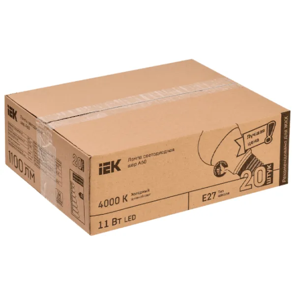 Лампочка светодиодная IEK A60 LLE-A60-11-230-40-E27-20 E27/ 11 Вт/ 4000 K/ 990лм/ White photo 2