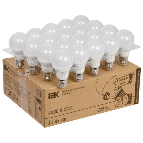 Лампочка светодиодная IEK A60 LLE-A60-11-230-40-E27-20 E27/ 11 Вт/ 4000 K/ 990лм/ White photo 3