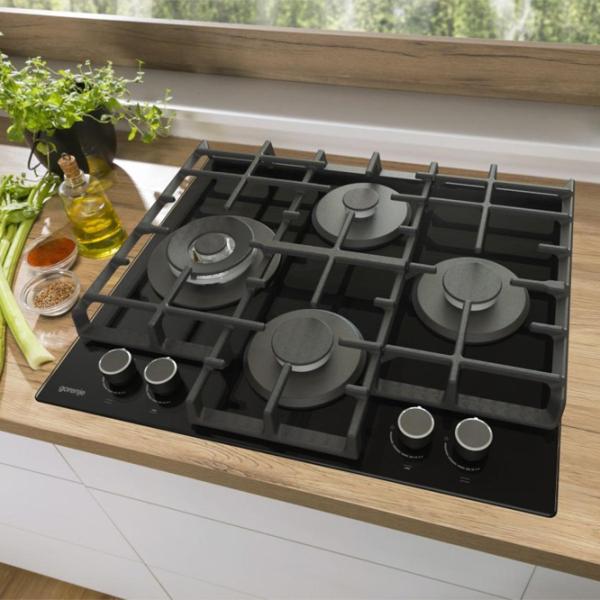 Plită încorporabilă pe gaz Gorenje GTW6D42AB Sticlă călită/ Black photo 5
