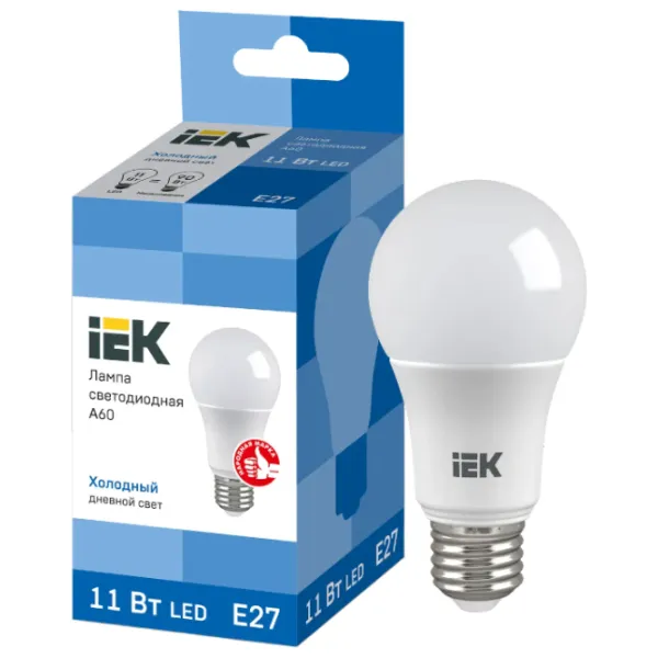 Лампочка светодиодная IEK A60 LLE-A60-11-230-65-E27 E27/ 11 Вт/ 6500 К/ 990лм/ White photo 3 Лампочка светодиодная IEK A60 LLE-A60-11-230-65-E27 E27/ 11 Вт/ 6500 К/ 990лм/ White photo 3