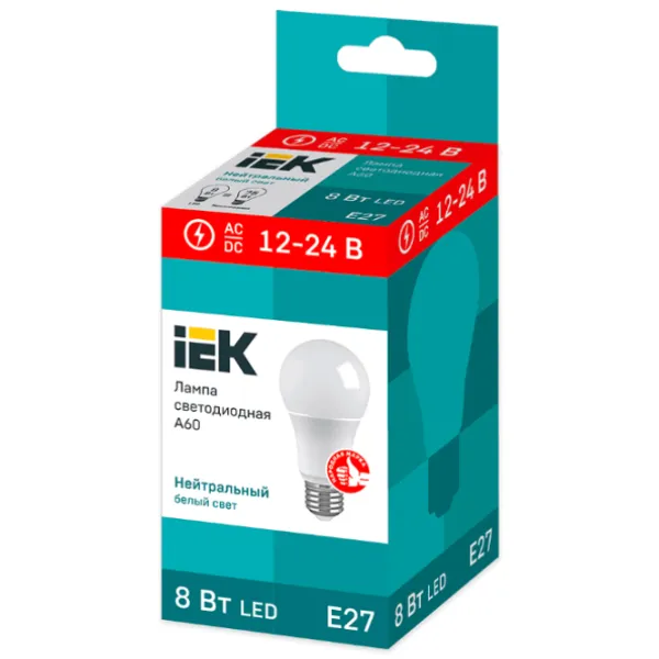 Bec LED IEK A60 LLE-A60-08-12-24-40-E27 E27/ 8 W/ 4000 K/ 760lm/ White photo 2 Bec LED IEK A60 LLE-A60-08-12-24-40-E27 E27/ 8 W/ 4000 K/ 760lm/ White photo 2