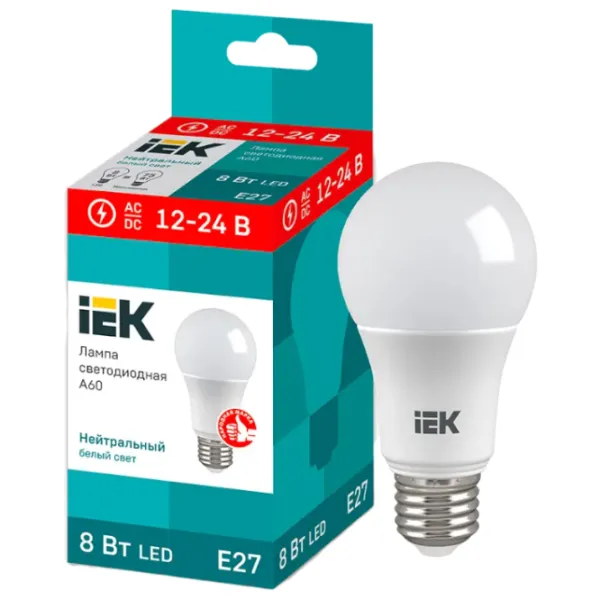 Bec LED IEK A60 LLE-A60-08-12-24-40-E27 E27/ 8 W/ 4000 K/ 760lm/ White photo 3 Bec LED IEK A60 LLE-A60-08-12-24-40-E27 E27/ 8 W/ 4000 K/ 760lm/ White photo 3