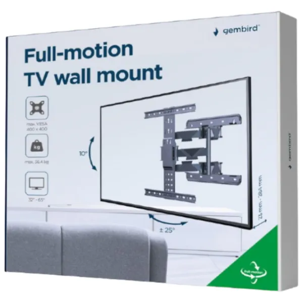 Suport TV Gembird WM-65ST-01 VESA 400 x 400 mm photo 2