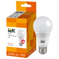 Лампочка светодиодная IEK A60 LLE-A60-13-230-30-E27 E27/ 13 Вт/ 3300 K/ 1170лм/ Yellow photo 3