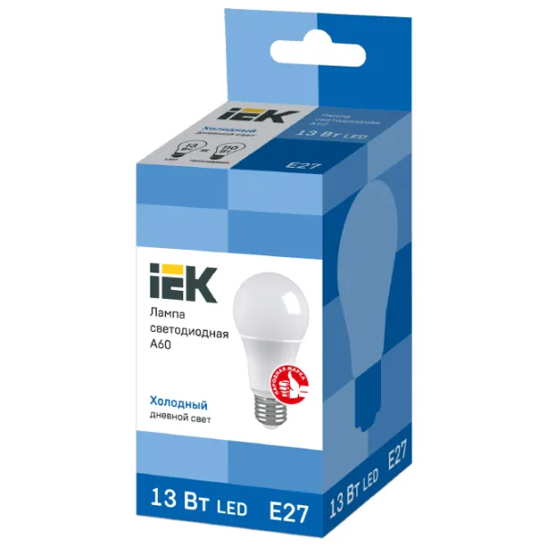 Лампочка светодиодная IEK A60 LLE-A60-13-230-65-E27 E27/ 13 Вт/ 6500 К/ 1170лм/ White photo 2