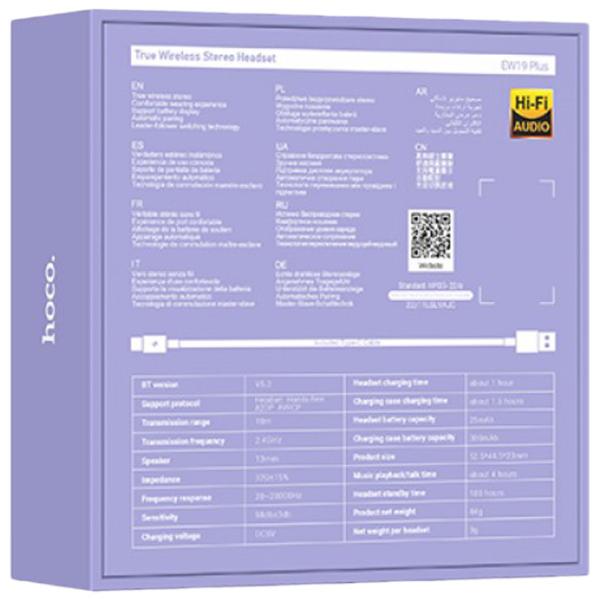 Căști Hoco EW19 Plus Dream Purple Fără fir/ Personal photo 3 Căști Hoco EW19 Plus Dream Purple Fără fir/ Personal photo 3
