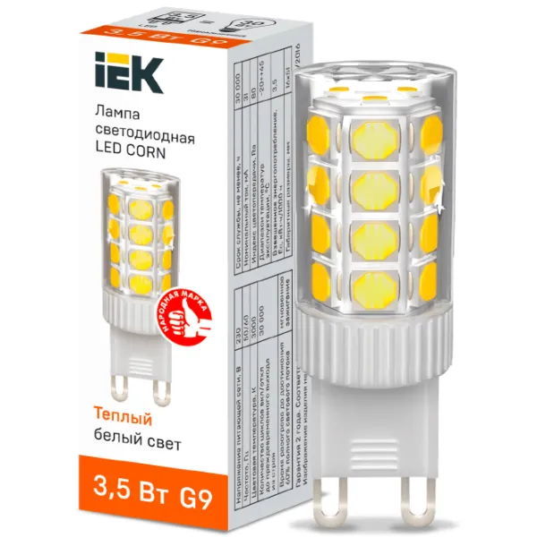 Bec LED IEK LED CORN LLE-CORN-4-230-30-G9 G9/ 3.5 W/ 3000 K/ 333lm/ White photo 3 Bec LED IEK LED CORN LLE-CORN-4-230-30-G9 G9/ 3.5 W/ 3000 K/ 333lm/ White photo 3