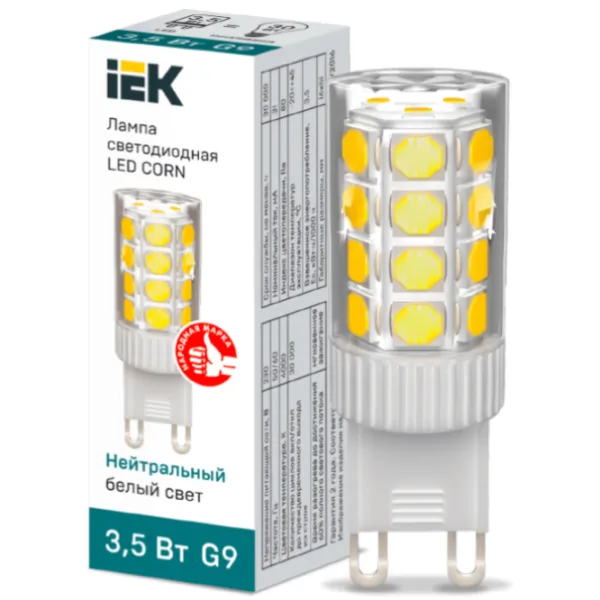 Лампочка светодиодная IEK LED CORN LE-CORN-4-230-40-G9 G9/ 3.5 Вт/ 4000 K/ 333лм/ White photo 4 Лампочка светодиодная IEK LED CORN LE-CORN-4-230-40-G9 G9/ 3.5 Вт/ 4000 K/ 333лм/ White photo 4