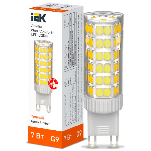 Bec LED IEK LED CORN LLE-CORN-7-230-30-G9 G9/ 7 W/ 3000 K/ 665lm/ White photo 3 Bec LED IEK LED CORN LLE-CORN-7-230-30-G9 G9/ 7 W/ 3000 K/ 665lm/ White photo 3