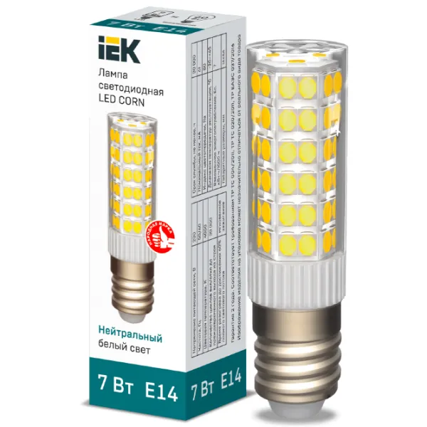 Лампочка светодиодная IEK LED CORN LLE-CORN-7-230-40-E14 E14/ 7 Вт/ 4000 K/ 665лм/ White photo 3
