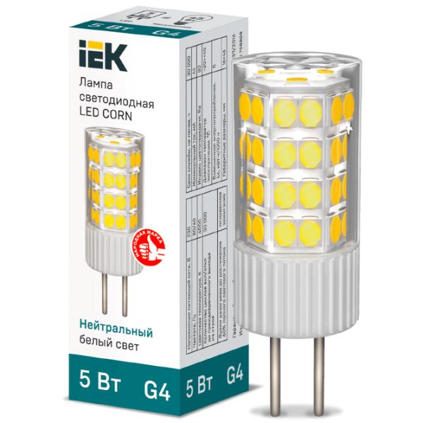 Лампочка светодиодная IEK LED CORN LLE-CORN-5-230-40-G4 G4/ 5 Вт/ 4000 K/ 475лм/ White photo 3 Лампочка светодиодная IEK LED CORN LLE-CORN-5-230-40-G4 G4/ 5 Вт/ 4000 K/ 475лм/ White photo 3